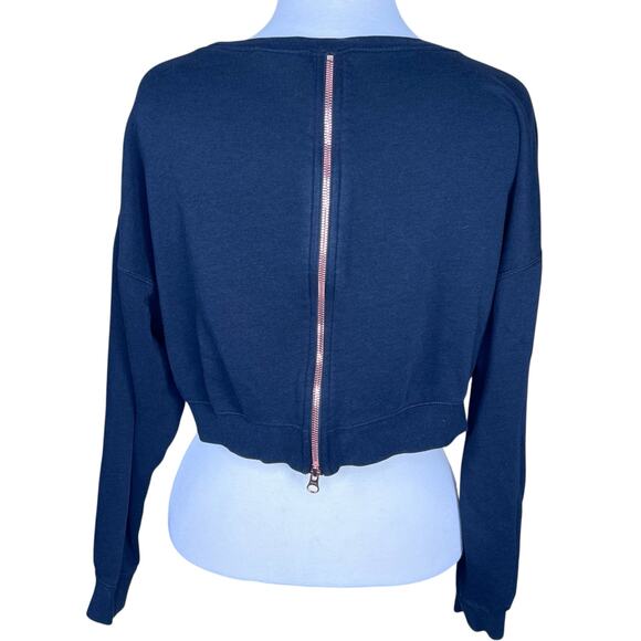 Nike Air Women’s Cropped Sweatshirt w/Metallic Copper Logo & Back Zipper Small - Picture 3 of 8